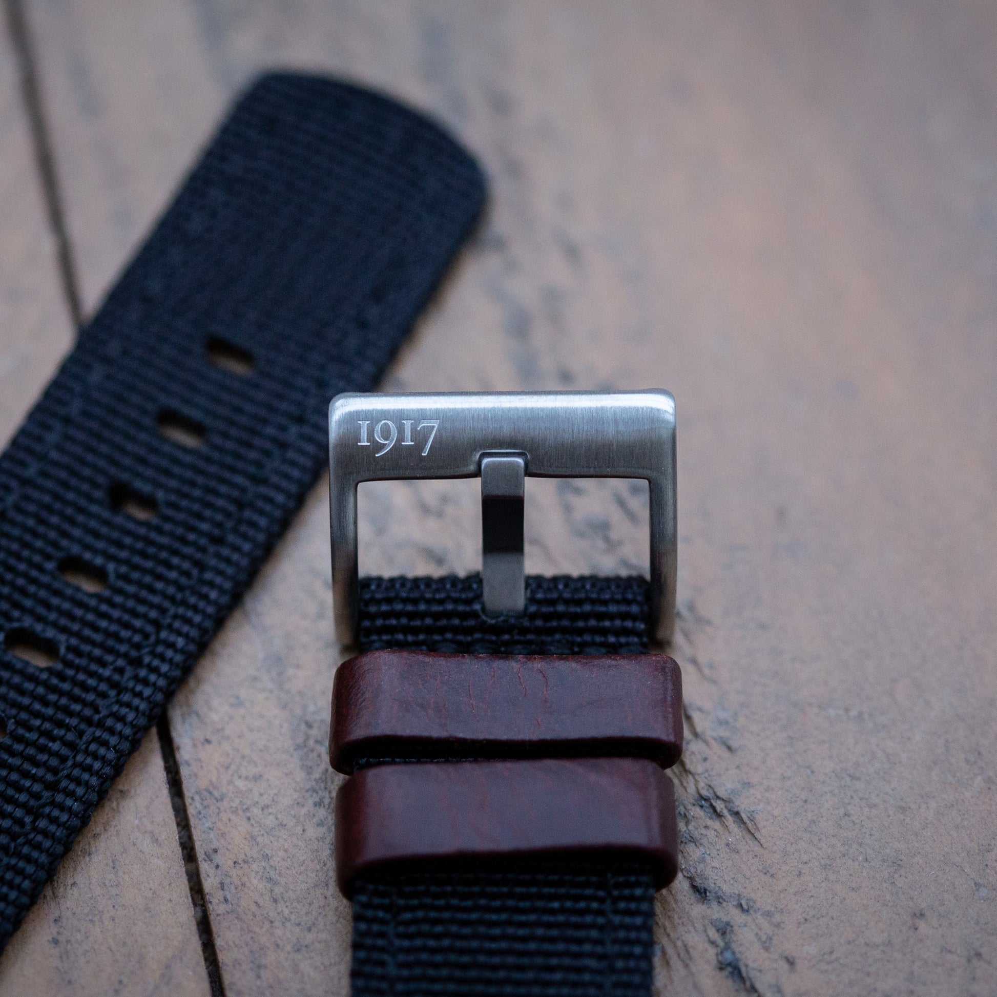 Pioneer Horizon - Nylon Leather Watch Strap - Black + Brown